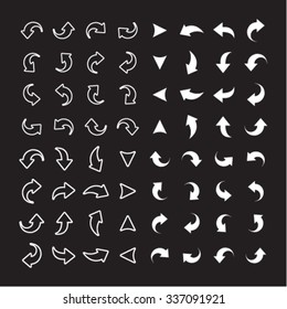 Arrow sign icon set. Simple circle shape internet button modern style.