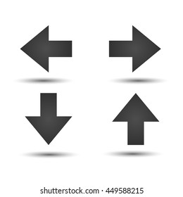 Arrow sign icon set. Simple flat logo of arrows on white background. Vector illustration.