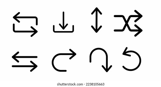 Arrow sign icon set. Stock vector.