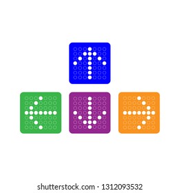 Arrow sign icon set (up, down, left, right) in colorful rounded squares, vector illustration design