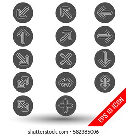 Arrow sign icon set. Vector illustration of arrow icons. Arrows in circles on white background