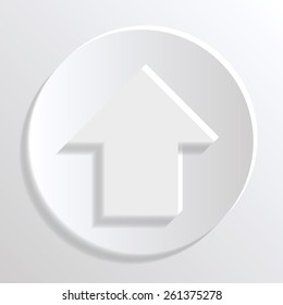 Arrow sign up icon. Simple circle shape internet button on gray background