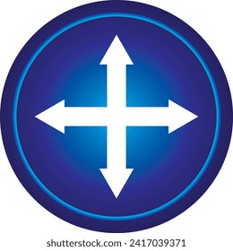 Arrow sign icon. Up, down, left, right arrow icon for app, logo, symbol, website, banner design. Plus icon on button.