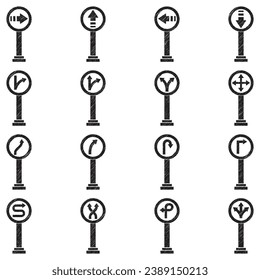Arrow Sign Icons. Black Scribble Design. Vector Illustration.