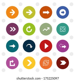 Arrow sign icons, colored circle shape