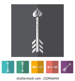 Arrow sign icons flat set of 6. Bow hipster vector grunge.