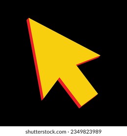 Arrow sign illustration. 3D Extruded Yellow Icon with Red Sides a Black background. Illustration.