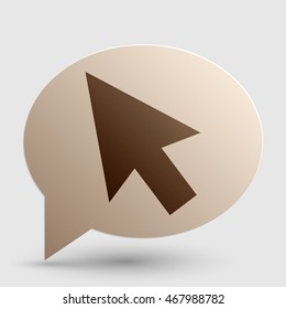 Arrow sign illustration. Brown gradient icon on bubble with shadow.