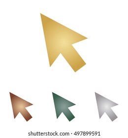 Arrow sign illustration. Metal icons on white backgound.