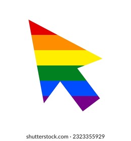 Ilustración de signo de flecha. Icono en fondo blanco, de los derechos LGBT gay arcoiris. Ilustración.