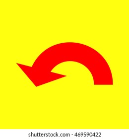 Arrow sign illustration. Red on yellow background.