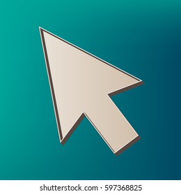 Arrow sign illustration. Vector. Icon printed at 3d on sea color background.