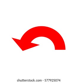 Ilustración de signo de flecha. Vector. Icono rojo sobre fondo blanco. Aislado.