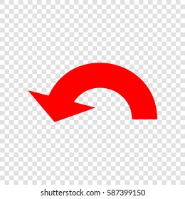 Arrow sign illustration. Vector. Red icon on transparent background.