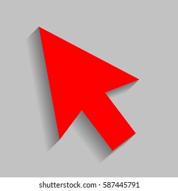Arrow sign illustration. Vector. Red icon with soft shadow on gray background.