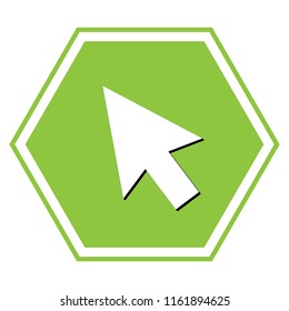 Arrow sign illustration. Vector. White icon with black shadow at yellow green honeycomb on white background.