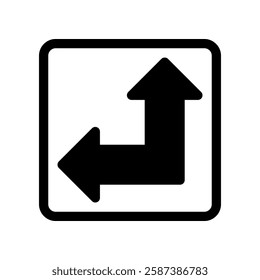 Arrow Sign Indicating Left Turn and Straight Path Directions