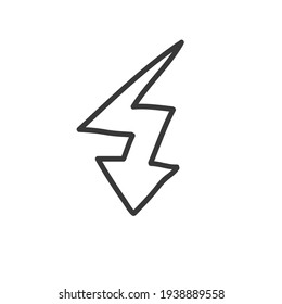 Arrow sign isolated on white background. Hand drawn doodle design graphic elements. scribble arrow