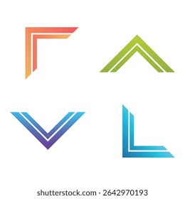 Arrow sign logo elements. Origami paper style, material design. Letter A and V