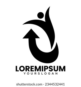 diseño de símbolo de flecha y logotipo de hombre