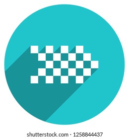 Arrow sign navigation icon LED digital display. Round web internet button in flat long shadow style. This design graphic element is saved as a vector illustration in the EPS file format.