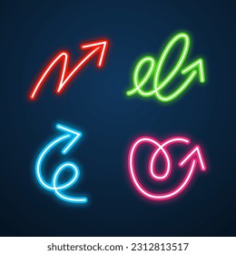 arrow sign neon effect vector