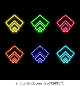 Arrow sign neon effect vector.