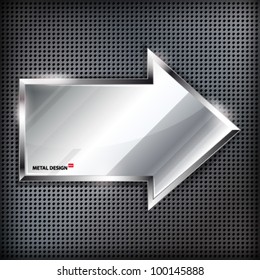 Arrow sign on a metal background.Vector illustration