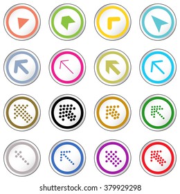 Arrow sign on simple circle shape internet button. Flat style icon set vector illustration 