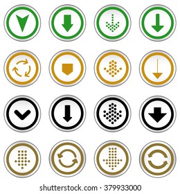 Arrow sign on simple circle shape internet button. Flat style icon set vector illustration