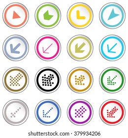 Arrow sign on simple circle shape internet button. Flat style icon set vector illustration 