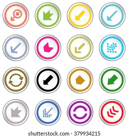 Arrow sign on simple circle shape internet button. Flat style icon set vector illustration 
