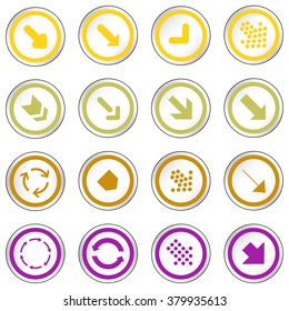 Arrow sign on simple circle shape internet button. Flat style icon set vector illustration 