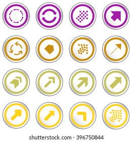 Arrow sign on simple circle shape internet button. Flat style icon set vector illustration 