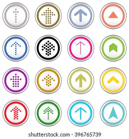 Arrow sign on simple circle shape internet button. Flat style icon set vector illustration 