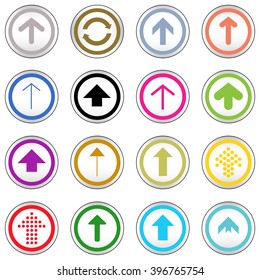 Arrow sign on simple circle shape internet button. Flat style icon set vector illustration 