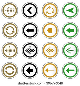 Arrow sign on simple circle shape internet button. Flat style icon set vector illustration 