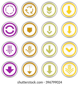 Arrow sign on simple circle shape internet button. Flat style icon set vector illustration