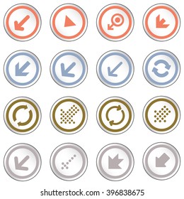 Arrow sign on simple circle shape internet button. Flat style icon set vector illustration