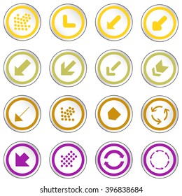 Arrow sign on simple circle shape internet button. Flat style icon set vector illustration