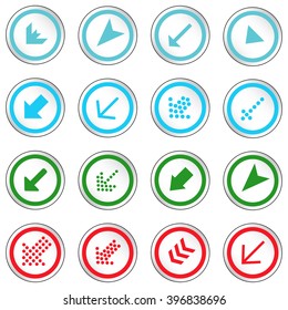 Arrow sign on simple circle shape internet button. Flat style icon set vector illustration