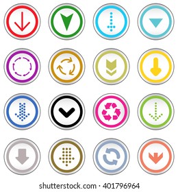 Arrow sign on simple circle shape internet button. Flat style icon set vector illustration