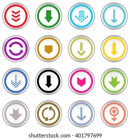 Arrow sign on simple circle shape internet button. Flat style icon set vector illustration