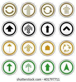Arrow sign on simple circle shape internet button. Flat style icon set vector illustration