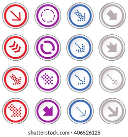 Arrow sign on simple circle shape internet button. Flat style icon set vector illustration 