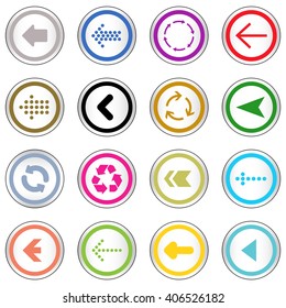 Arrow sign on simple circle shape internet button. Flat style icon set vector illustration 