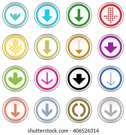 Arrow sign on simple circle shape internet button. Flat style icon set vector illustration 