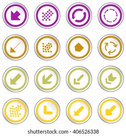 Arrow sign on simple circle shape internet button. Flat style icon set vector illustration 