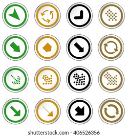 Arrow sign on simple circle shape internet button. Flat style icon set vector illustration 