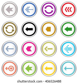 Arrow sign on simple circle shape internet button. Flat style icon set vector illustration 